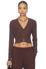 Linen Open Knit Cropped V-neck Cardigan