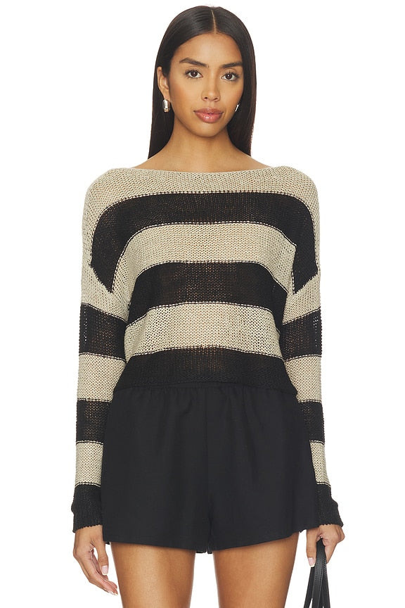 Stripe Linen Bateau Sweater