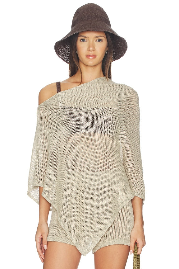 Linen Open Knit Poncho