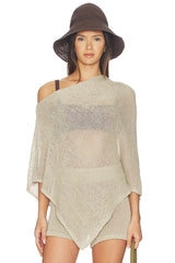 Linen Open Knit Poncho