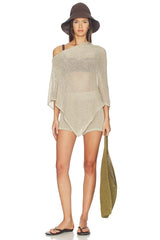 Linen Open Knit Poncho