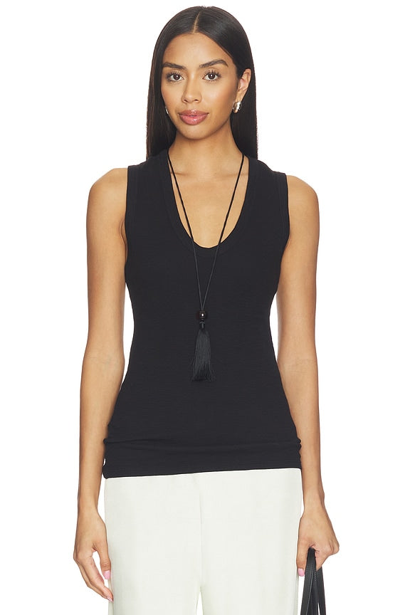 Textured Rib Sleeveless U Top