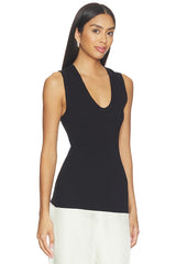 Textured Rib Sleeveless U Top