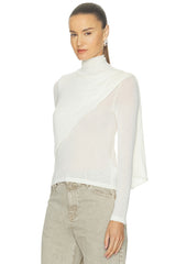Sheer Cashmere Jersey Bandana Turtleneck Top