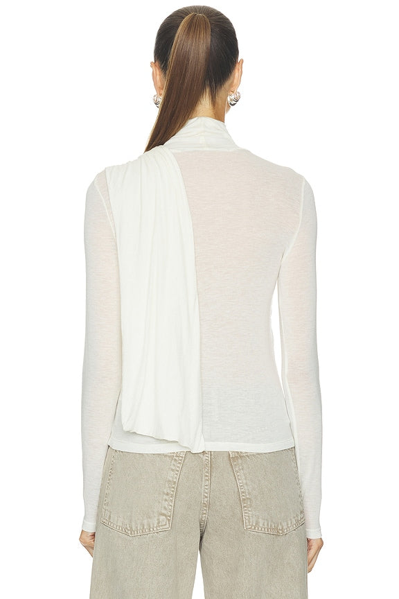 Sheer Cashmere Jersey Bandana Turtleneck Top