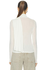 Sheer Cashmere Jersey Bandana Turtleneck Top