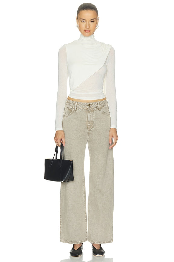 Sheer Cashmere Jersey Bandana Turtleneck Top