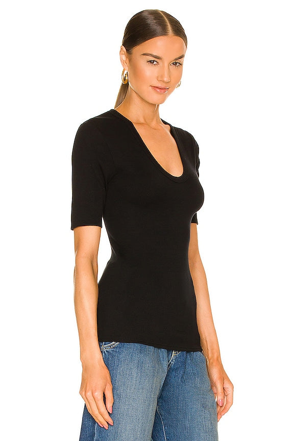 Stretch Silk Knit Half Sleeve Top