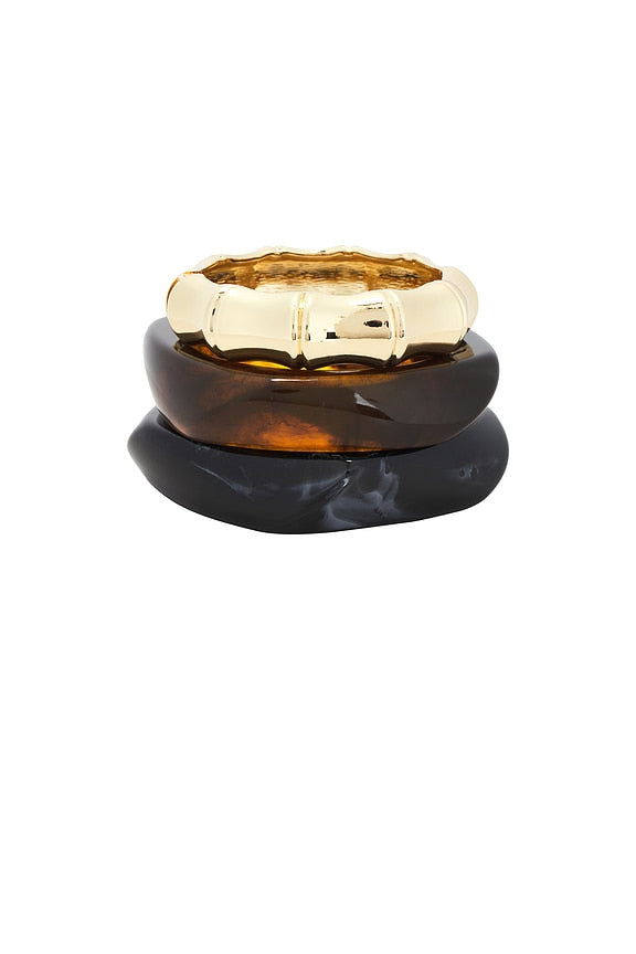 Resin &amp; Gold Bangles Set Of 3
