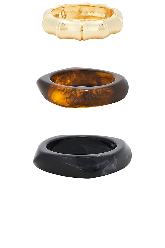 Resin &amp; Gold Bangles Set Of 3