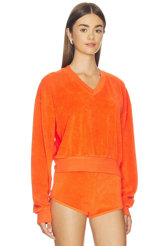 Cropped V-Neck Sweatshirt