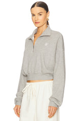 Cropped Half Zip Sweatshirt