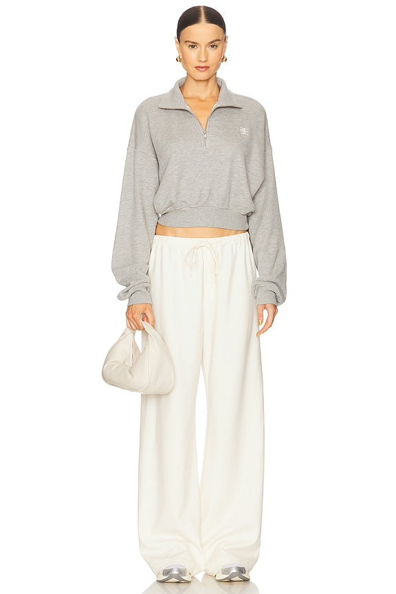 Cropped Half Zip Sweatshirt