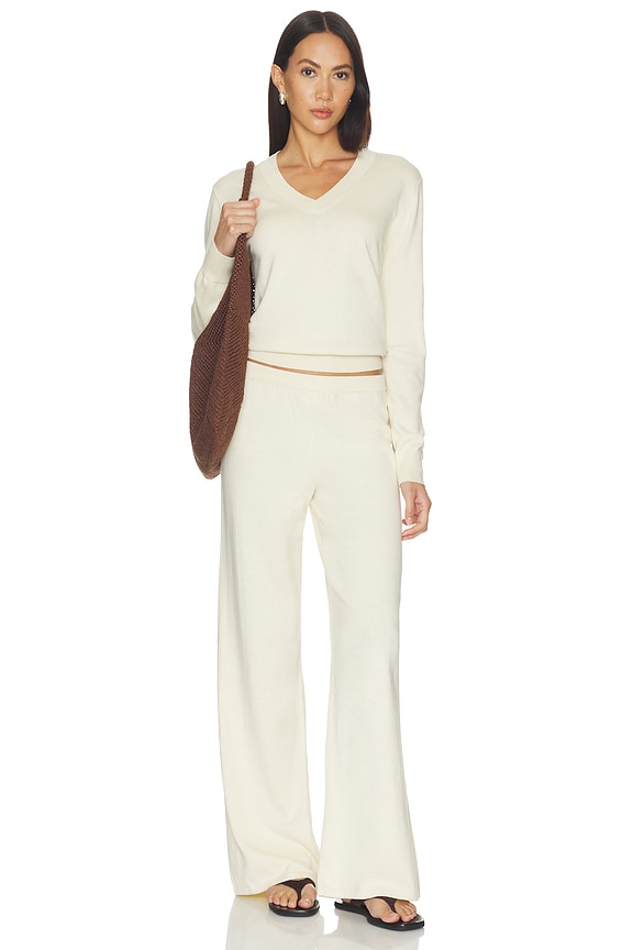 Cotton Cashmere Wide Leg Lounge Pant