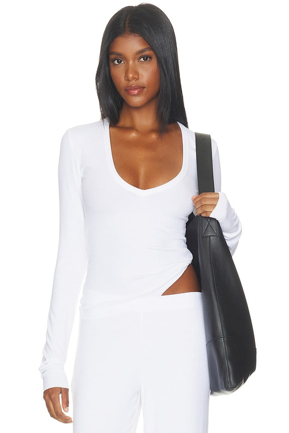 Butter Rib Long Sleeve V-neck Top