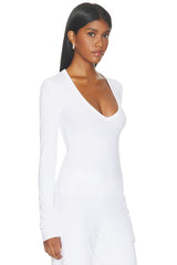 Butter Rib Long Sleeve V-neck Top