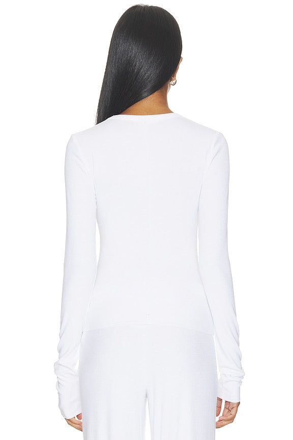 Butter Rib Long Sleeve V-neck Top