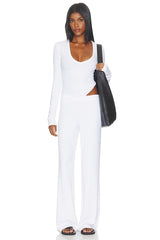 Butter Rib Long Sleeve V-neck Top