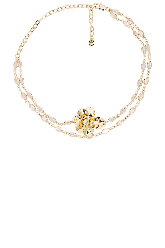 Bazel Crystal Layered Flower Necklace