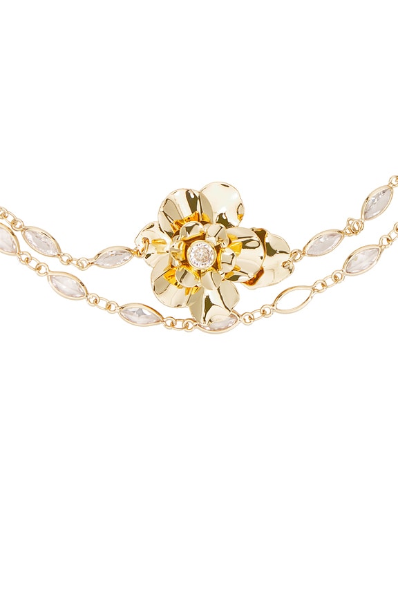 Bazel Crystal Layered Flower Necklace