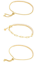 Crystal Chain Bracelet Set of 3