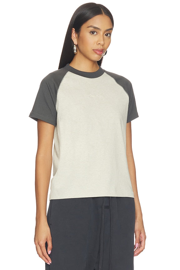 Signature Classic Fit Baseball Tee in Heather Stone &amp; Iron Grey