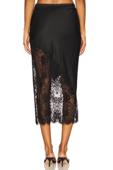 Silk And Lace Scallop Midi Skirt