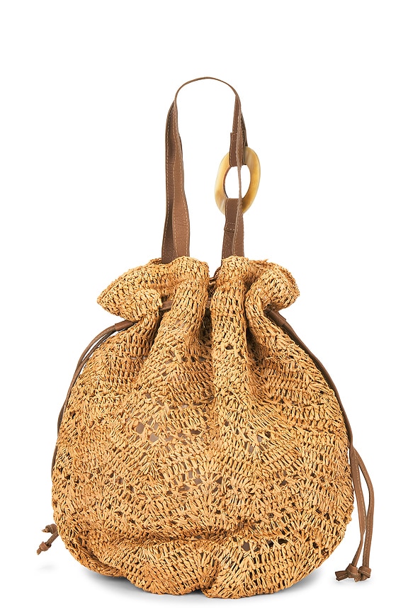 Antilles Crochet Raffia And Leather Tote Bag