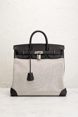 Hermes Toile &amp; Evercolor Haut A Courroies Birkin 40 Handbag