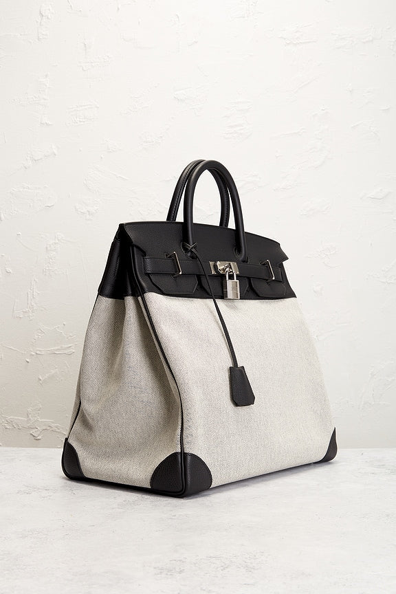 Hermes Toile &amp; Evercolor Haut A Courroies Birkin 40 Handbag