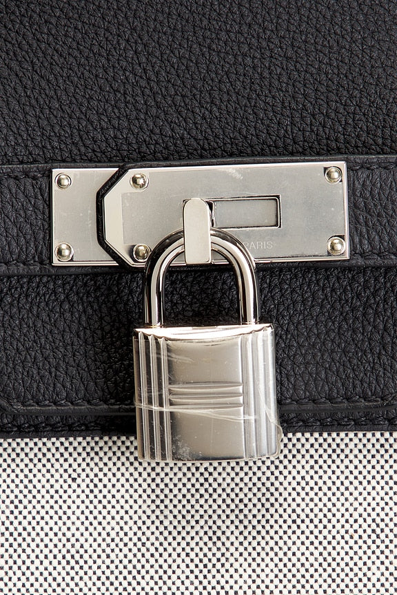 Hermes Toile &amp; Evercolor Haut A Courroies Birkin 40 Handbag