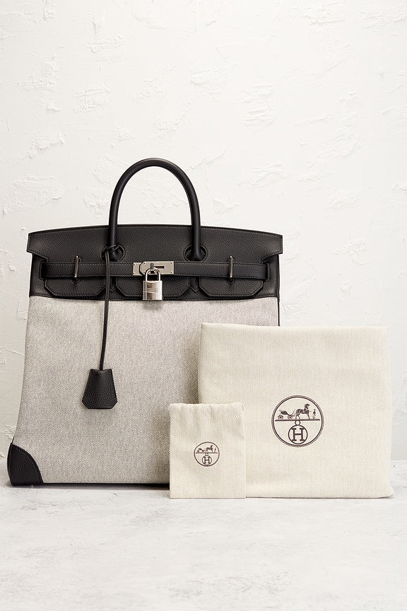Hermes Toile &amp; Evercolor Haut A Courroies Birkin 40 Handbag