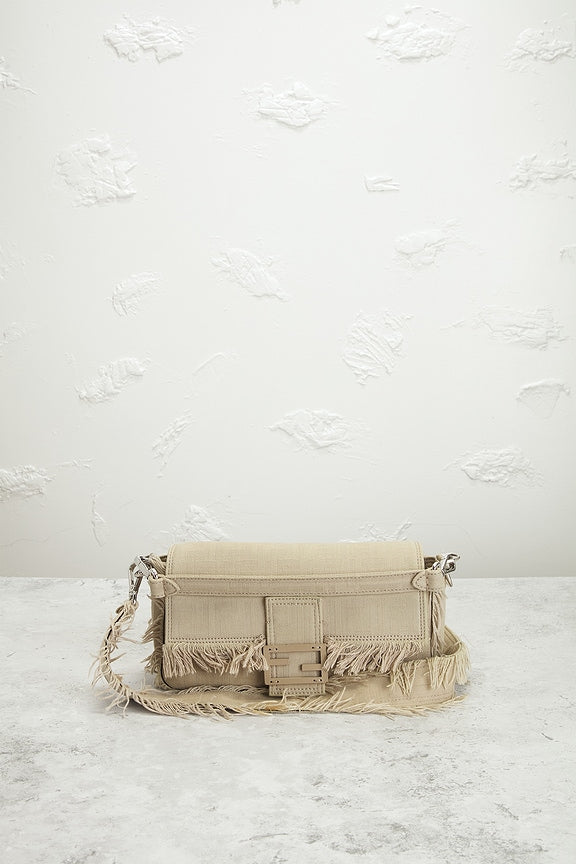 Fendi Zucca Fringe Baguette Shoulder Bag