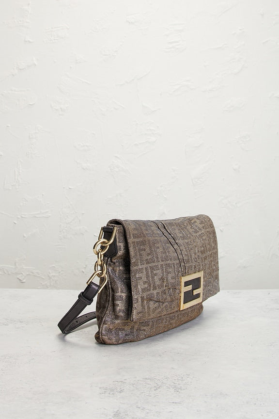Fendi Zucchino Baguette Shoulder Bag