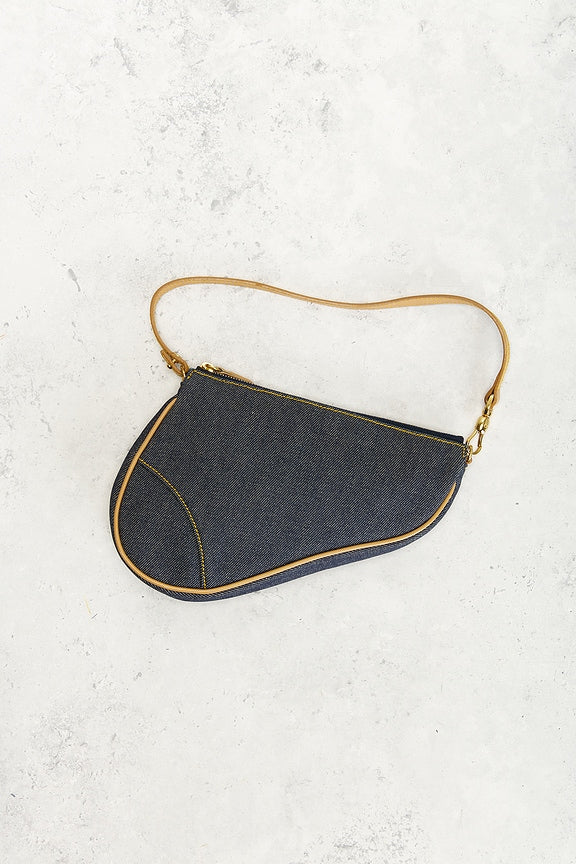 Dior Denim Pochette Saddle Bag