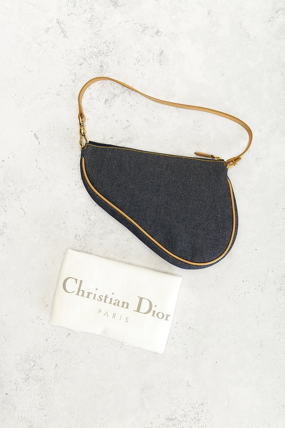 Dior Denim Pochette Saddle Bag