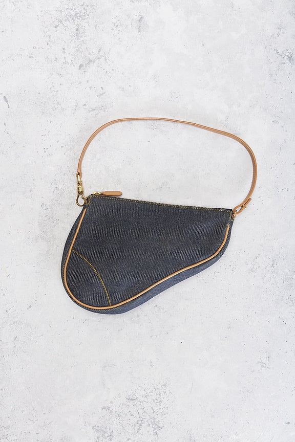 Dior Denim Pochette Saddle Bag