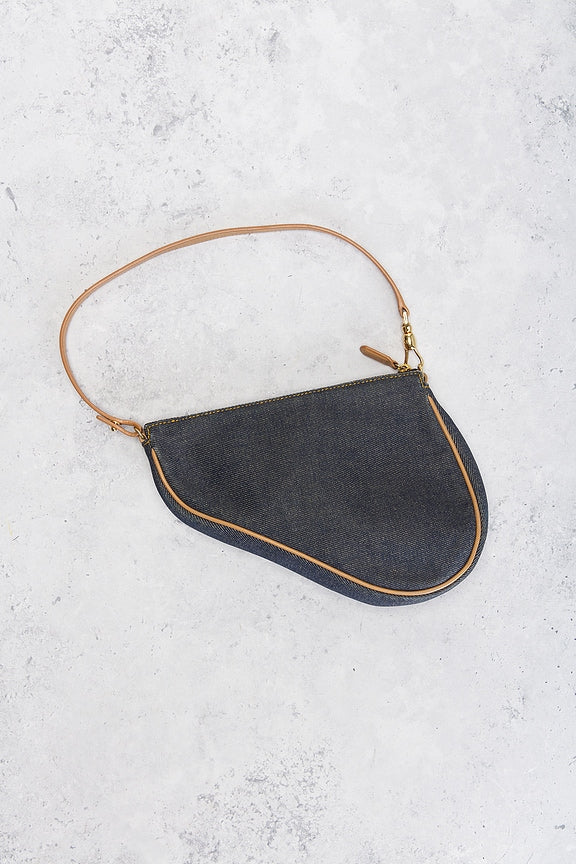 Dior Denim Pochette Saddle Bag