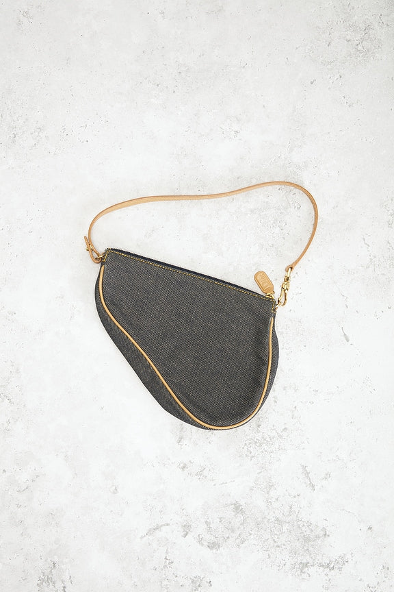 Dior Denim Pochette Saddle Bag