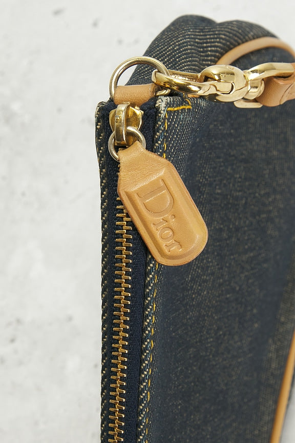 Dior Denim Pochette Saddle Bag