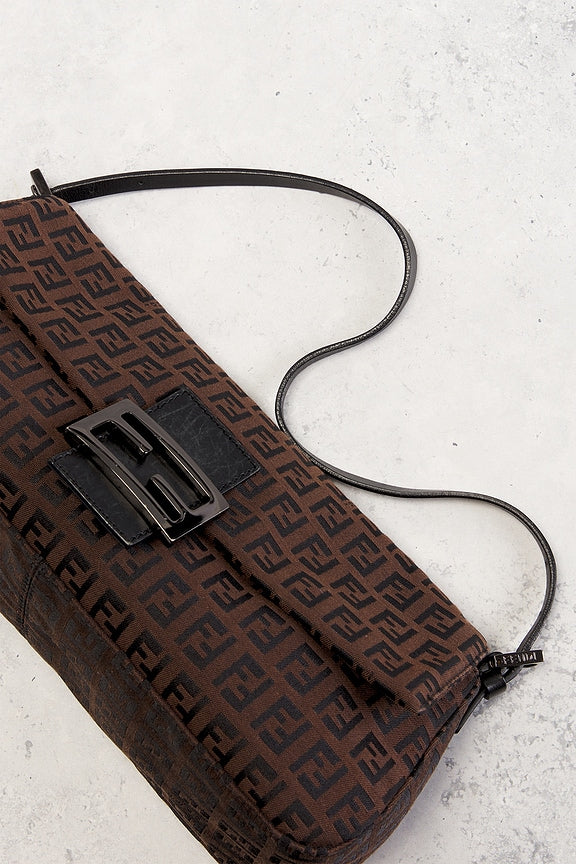 Fendi Zucchino Baguette Shoulder Bag