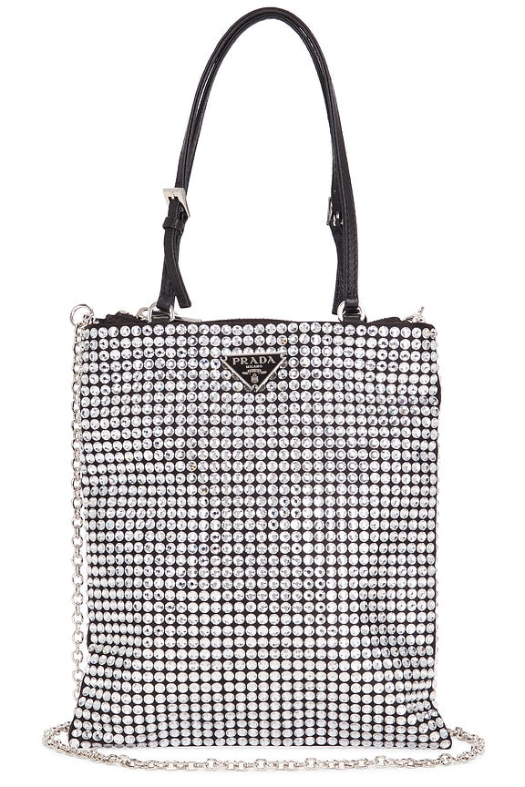 Prada Crystal Embellished Satin Tote Bag