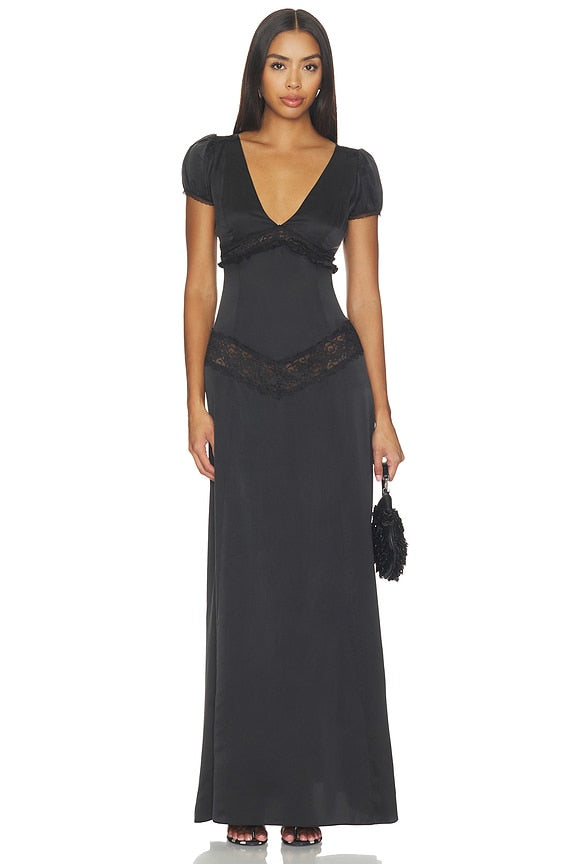 X Devon Lee Carlson Girl Next Door Silk Maxi Dress