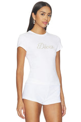 X Devon Lee Carlson Diva Cotton Ribbed Tee Shirt