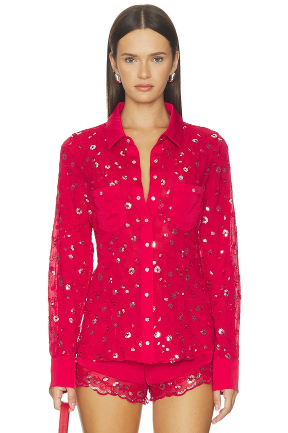 X Devon Lee Carlson Bestie Chiffon Button Down