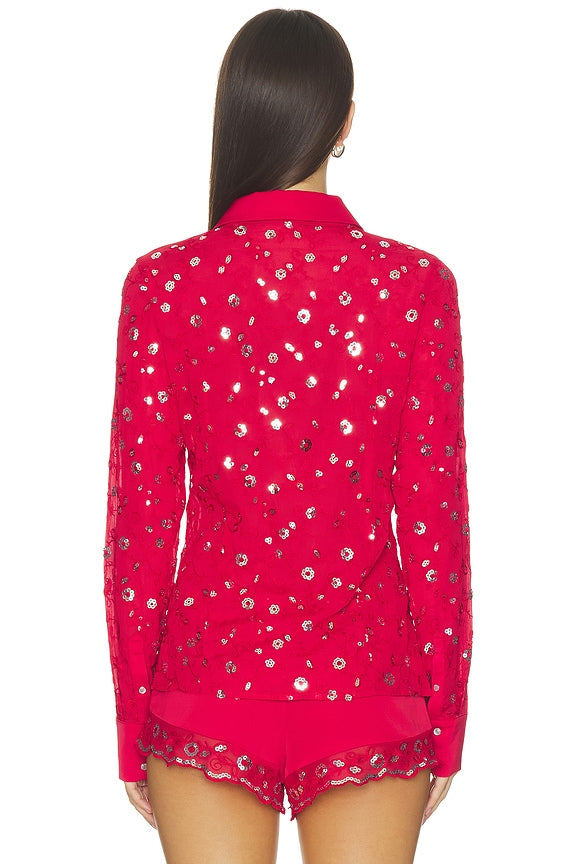 X Devon Lee Carlson Bestie Chiffon Button Down