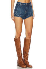 x We The Free Crvy Mona High Rise Shorts In Bombay Blue