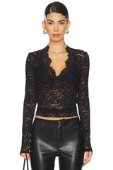 x Intimately FP All Day Lace Long Sleeve Top In Black