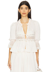 x Intimately FP Forever Young Bed Jacket In White Alyssum