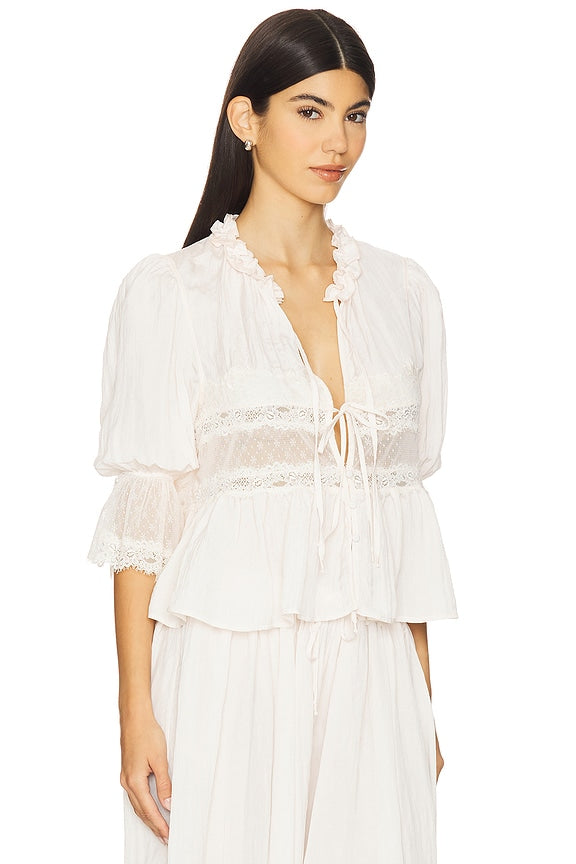 x Intimately FP Forever Young Bed Jacket In White Alyssum